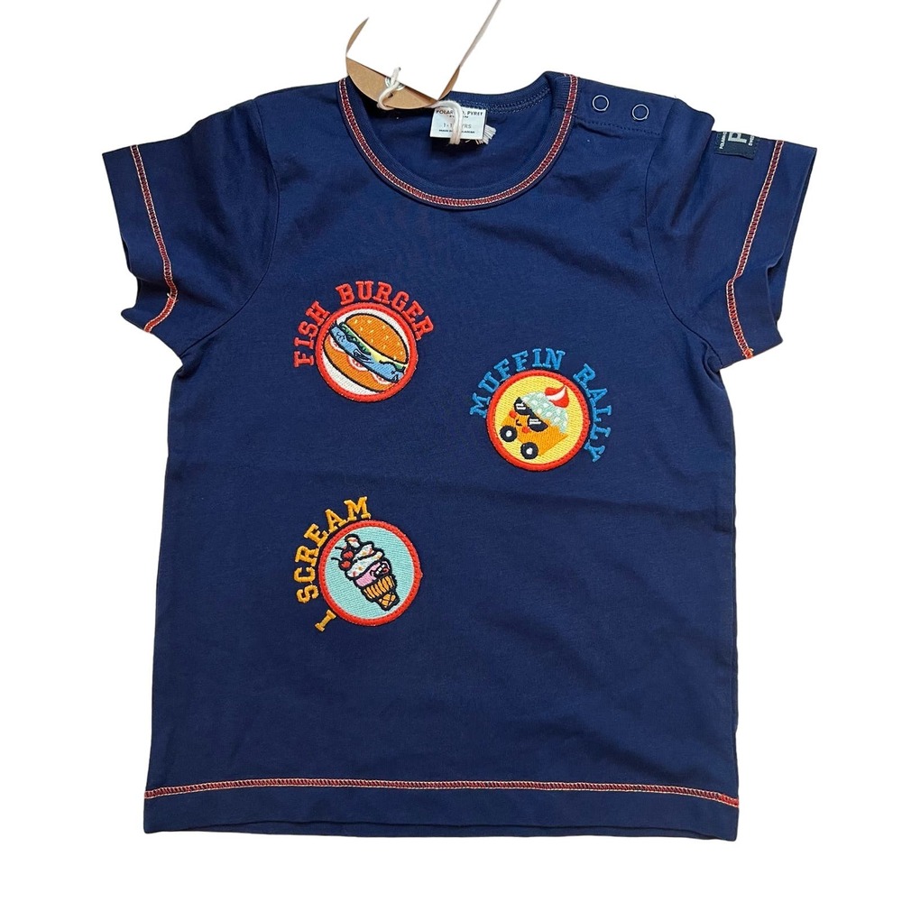 Polarn O Pyret Blue Short Sleeve Tee Food Themed Size 12‎ - 18 Month New